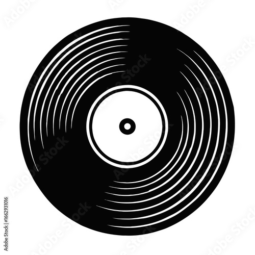 Retro Vinyl Record - Classic Black and White Music and Sound Symbol