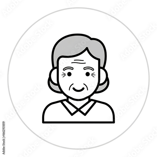 Elderly woman face icon isolated on transparent background