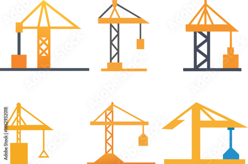 Construction Crane Vector Logo Set
