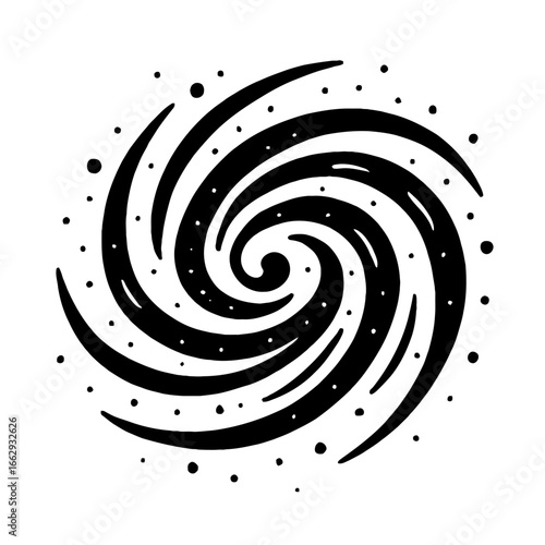 Galaxy Swirl Vector Graphic - Abstract Spiral with Stars for Space, Science, and Cosmology