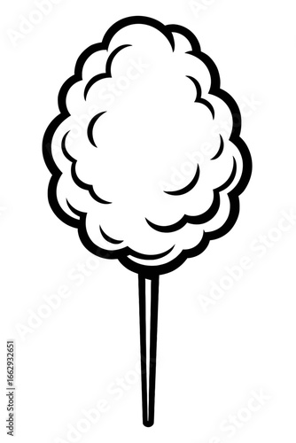 Hand-drawn vector illustration of cotton candy on a stick. A bold graphic perfect for fair, carnival, sweets, and confectionery designs.