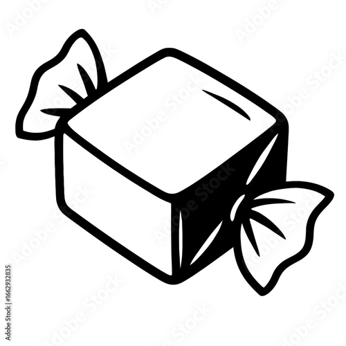 Hand-drawn vector illustration of a wrapped candy. Simple, doodle style graphic perfect for food, sweets, dessert, and confectionery designs.