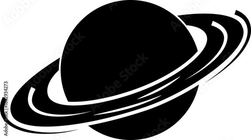 Planet Saturn silhouette icon. Planet Saturn with planetary ring vector icons isolated on transparent background. Cosmos and astronomy planet vector illustration.