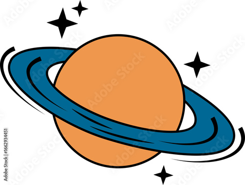 Planet Saturn silhouette icon. Planet Saturn with planetary ring vector icons isolated on transparent background. Cosmos and astronomy planet vector illustration.