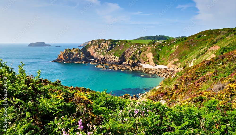Fototapeta premium Coastal landscape with a cove and cliffs