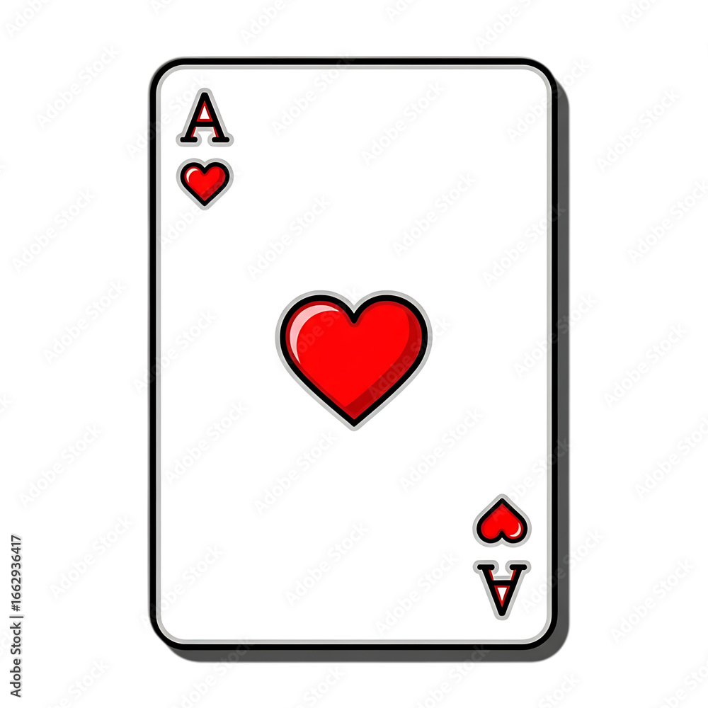 Obraz premium Ace of hearts playing card isolated on transparent background