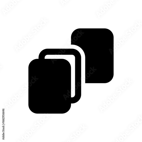 Three overlapping rounded square shapes in black color creating a stacked effect with simple design style