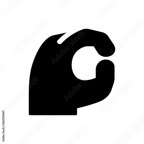 Silhouette depiction of a hand forming an ok gesture with thumb and index finger creating a circle shape