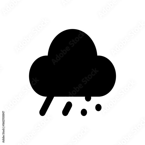 A black cloud with rain and hail falling from it indicating a storm or inclement weather forecast today only