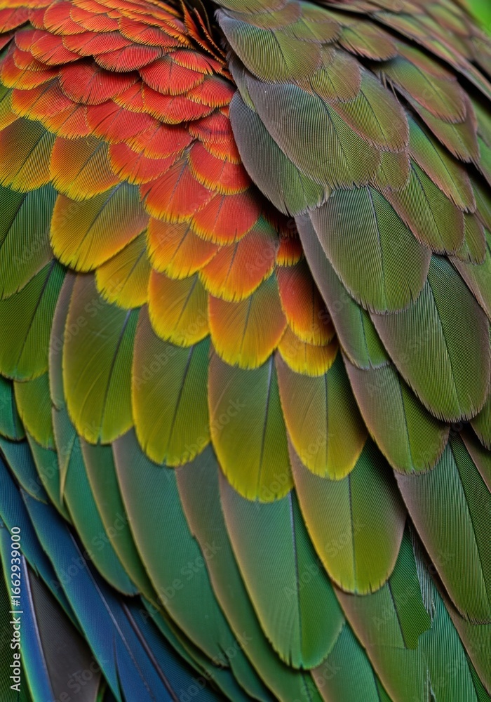 Obraz premium Vibrant Parrot Feathers Close Up