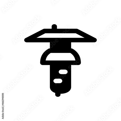Illustration of a black motorcycle with rounded shapes and two white circles on the lower section showing