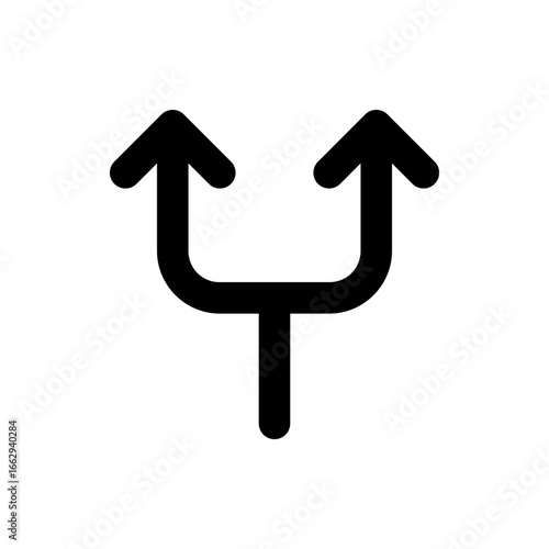 Illustration of a black bifurcation arrow pointing upwards with a single stem splitting into two branches