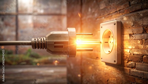Minimal glowing electric plug pulled from socket symbolizing energy conservation awareness 546431.jpg