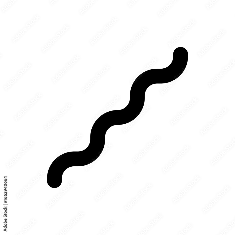 Illustration of a simple black squiggly line with rounded ends isolated on a white background design element Illustration of a simple black squiggly line with rounded ends isolated on a white background design element