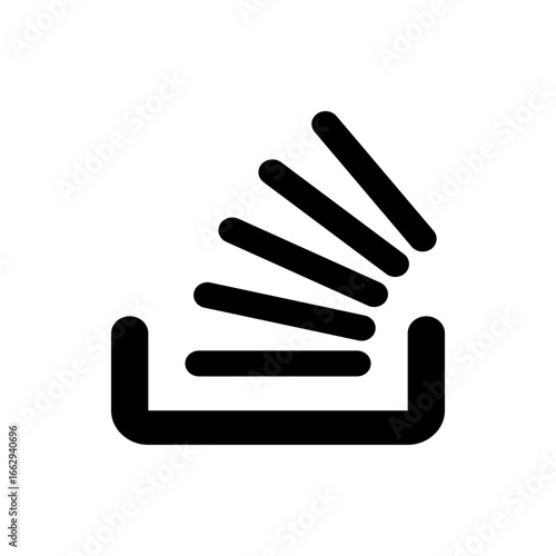 Illustration of a container with several horizontal lines stacked above it in a slightly angled position