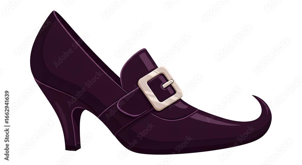 Obraz premium Witch's Pointed-Toe Shoe Illustration A Flat Vector Icon for Halloween Designs
