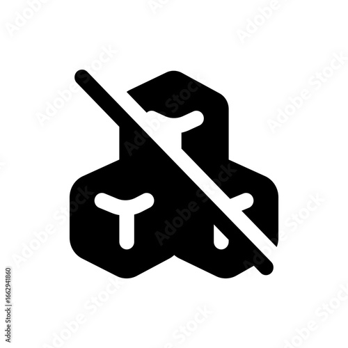 Icon depicting a black honeycomb structure with a white line diagonally across it symbolizing restriction