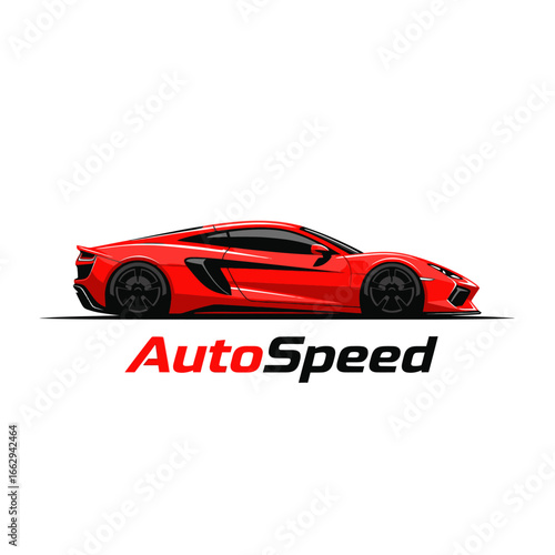 A sleek red sports car logo for Auto Speed.  Speed, power, and style.