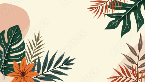 Create striking branding with this modern tropical leaf frame for invitations and promotions or add trendy flair