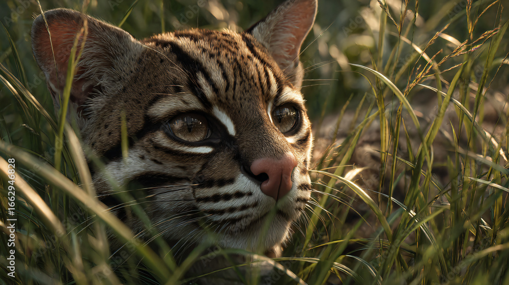 Fototapeta premium ocelot in grass