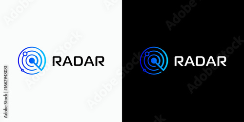 Abstract radar detector wave vector logo design. Icon for business, fishing, military and personal branding.