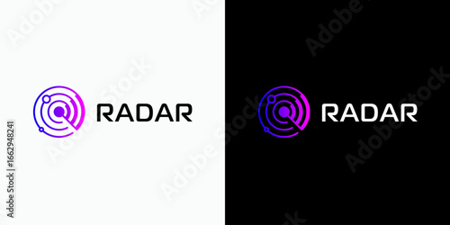 Abstract radar detector wave vector logo design. Icon for business, fishing, military and personal branding.