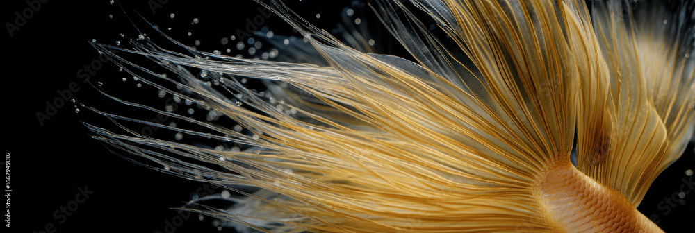 Fototapeta premium Golden betta fish fins flowing gracefully underwater