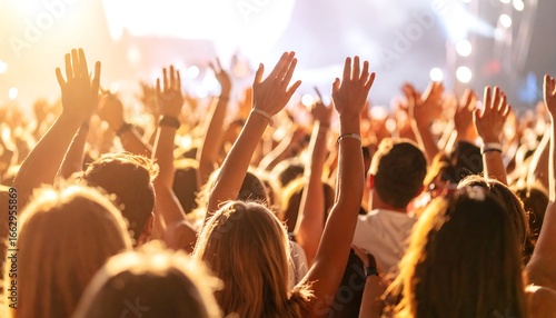 Crowd at a concert, hands raised