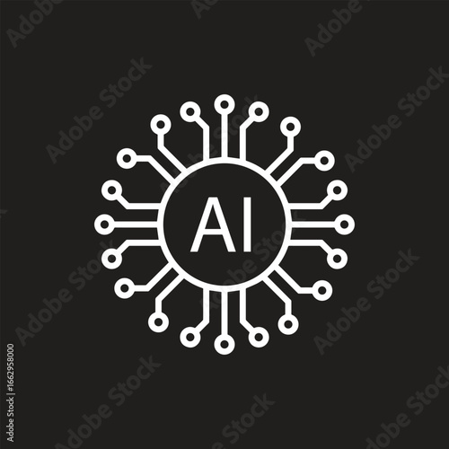 Ai icon circle ai icon on black background