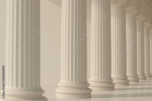 Wallpaper Mural Sunlit Classical Columns, White Hallway, Architecture, Background Torontodigital.ca