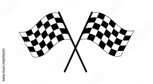 Checkered Flags Crossing A Symbol of Victory and Racing, Often Seen at the Finish Line, Representing Success, and Competition. 