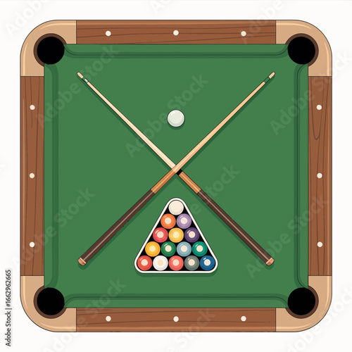 billiard table with balls