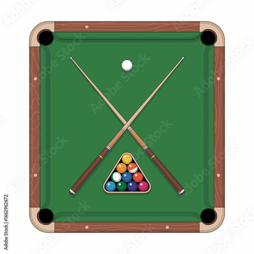 billiard table with balls