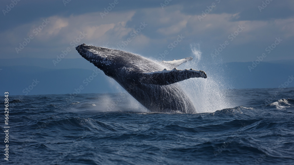 Fototapeta premium humpback whale Breaching Ocean Surface