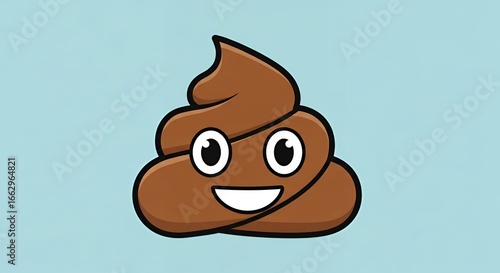 Funny cartoon poop emoji with a happy smiling face for social media or silly design projects