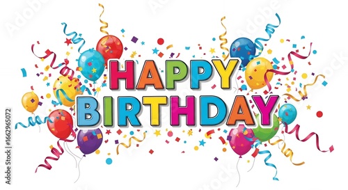 Celebrate a special birthday with colorful balloons, confetti, and streamers for a festive occasion