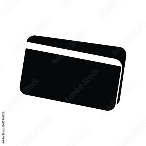 Black and white icon represents a credit or debit card design
