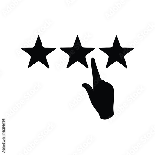 Rating or review with three stars and a finger pressing a star