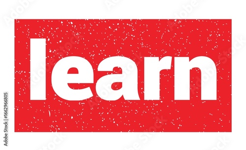learn text written on red stamp sign.