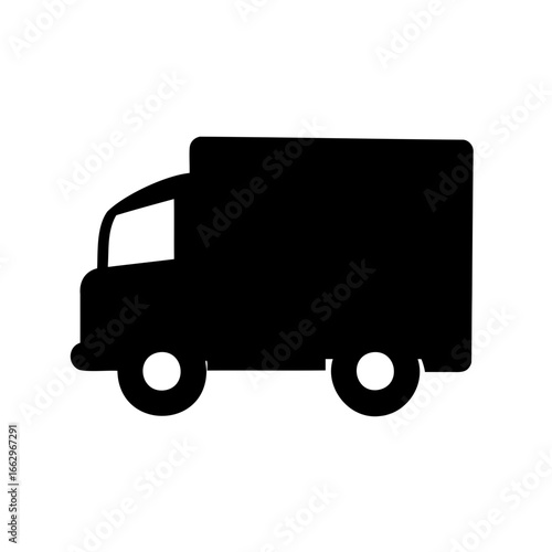 Black Silhouette of a Delivery Truck, representing Transportation and Logistics Services