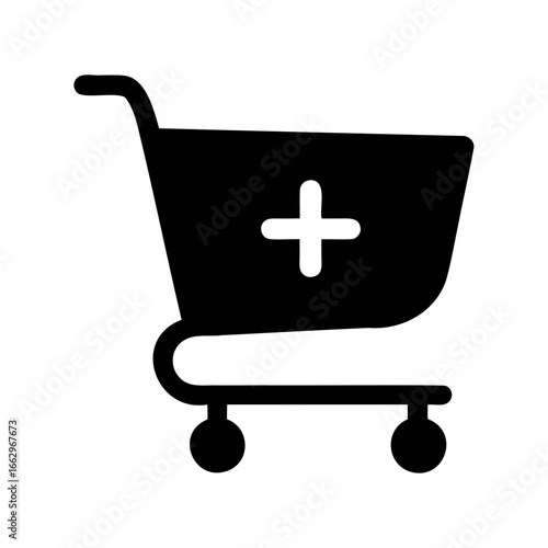 Add to cart icon of a shopping cart with plus symbol