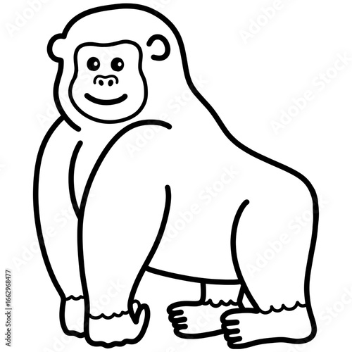 gorilla cartoon illustration outline 