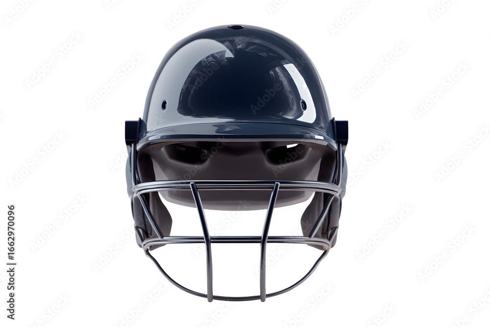 Fototapeta premium Dark blue american football helmet front view realistic studio shot isolated on transparent background