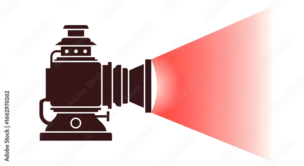 Obraz premium Vintage Magic Lantern Red Light Projector Icon
