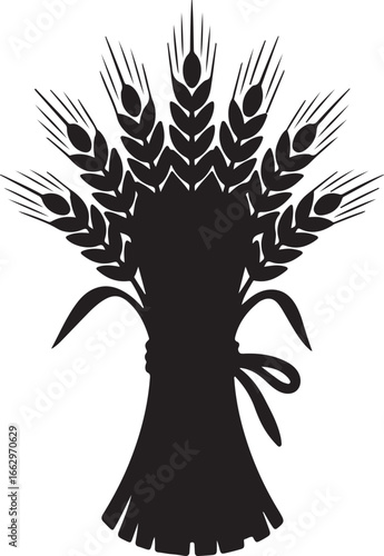 Silhouette of Wheat Sheaf Harvest Agriculture Farming Decoration