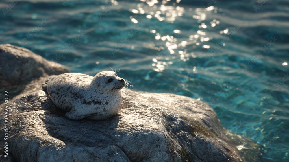 Fototapeta premium seal on rock
