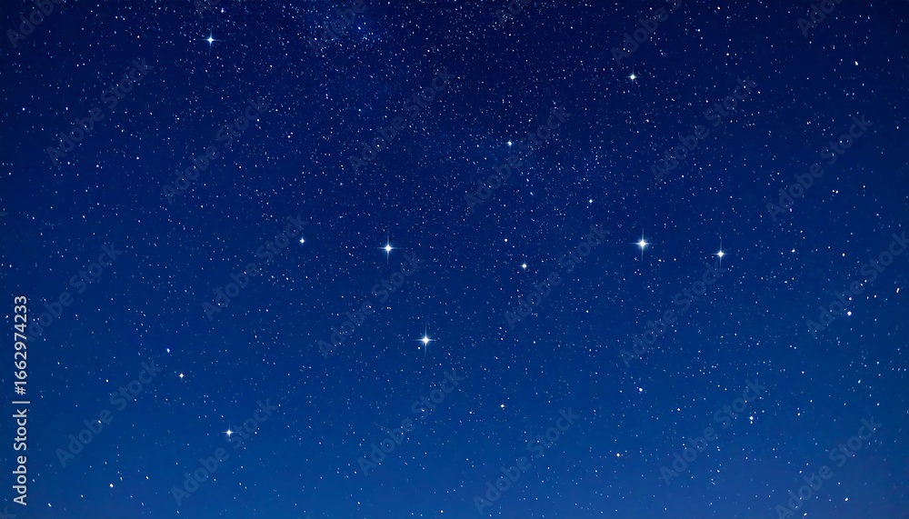 Fototapeta premium Starry night sky. Deep blue canvas dotted with numerous, bright stars