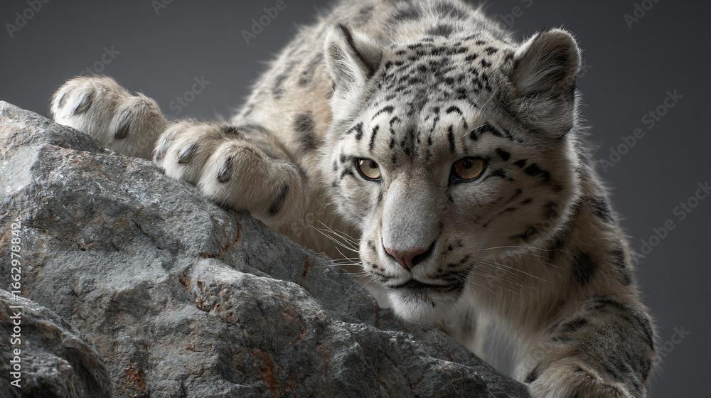 Fototapeta premium snow leopard climbing