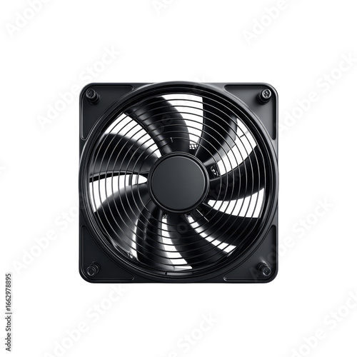 Black Computer Cooling Fan on White Background