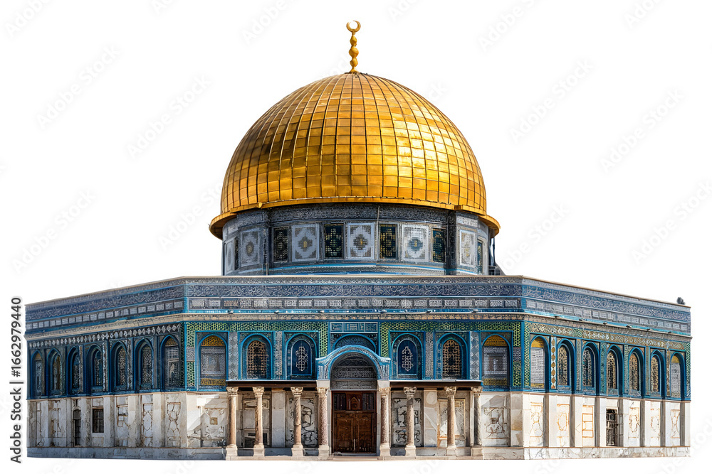 Fototapeta premium The golden dome of the rock jerusalem a historic islamic architectural marvel isolated on transparent background